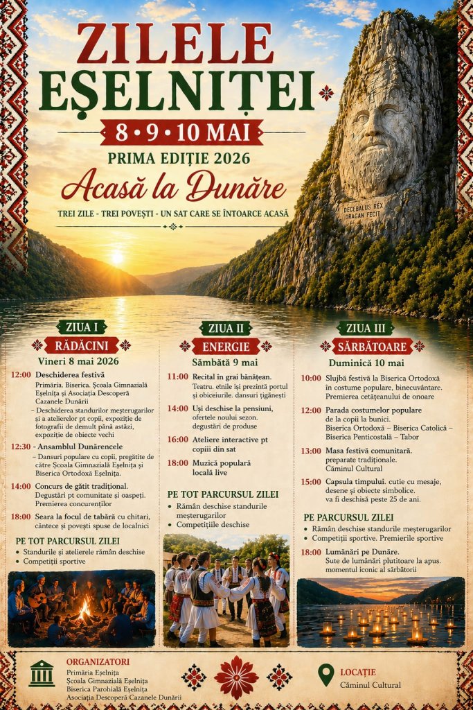 Zilele Eșelniței 2026 trei zile în care satul se întoarce acasă, pe malul Dunării